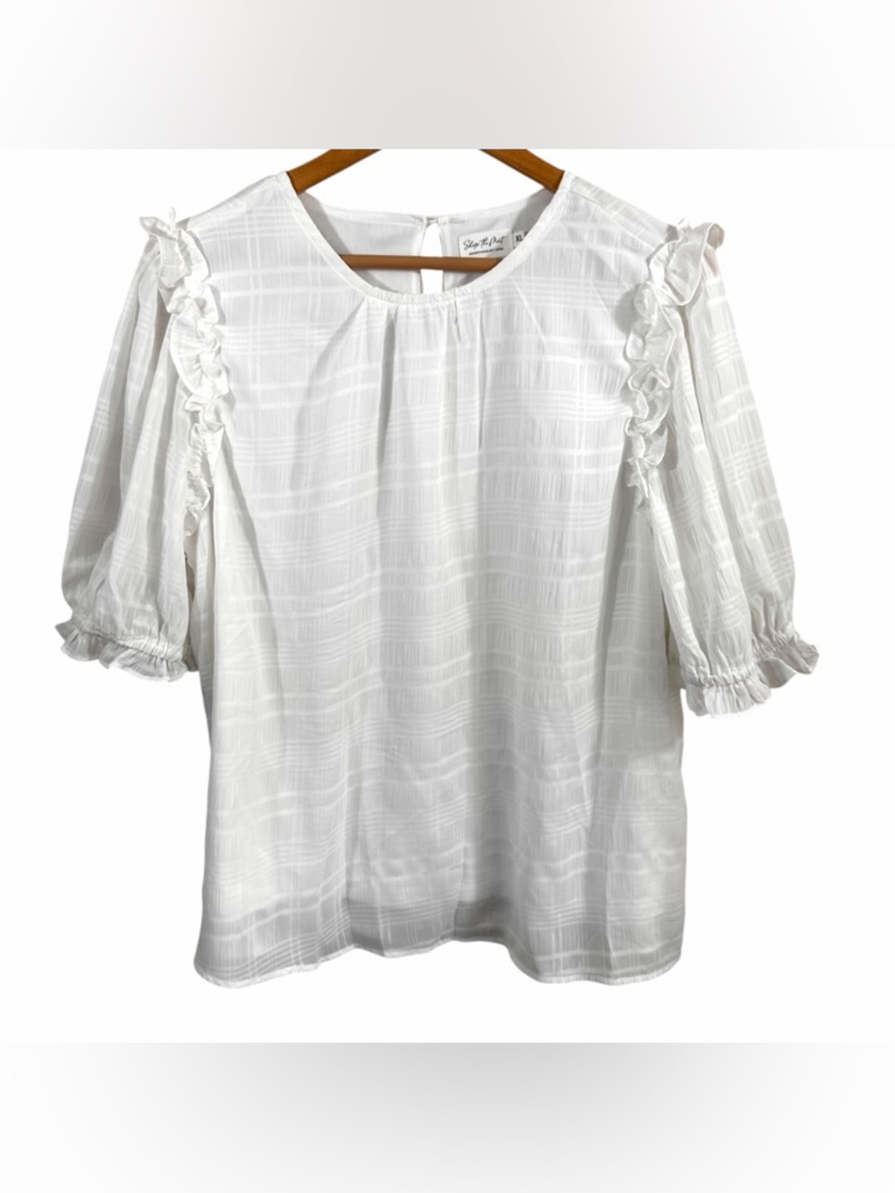 Shop The Mint Glad To See You White Ruffled Blouse Size XL